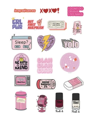 YOLO Nail Sticker Pack – Pink Attitude